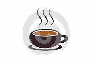 A cup of hot coffee illustration, vector, isolated. Hot drinks icon.