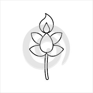 Flower with Glowing Candle Vector illustration