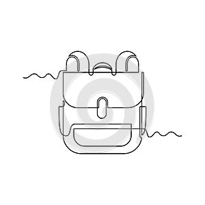 one line art backpack vector illustration