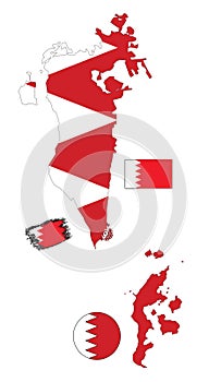 Bahrain Map and Flag