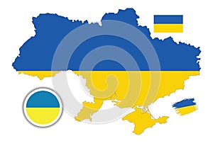 Ukraine Map and Flag