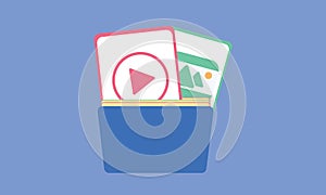 Folder and paper for management multimedia file, document efficient work on project plan concept.