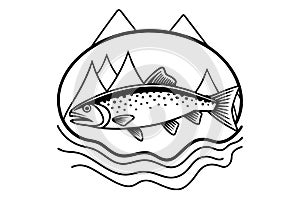 A black and white illustration features a fish with dotted patterns