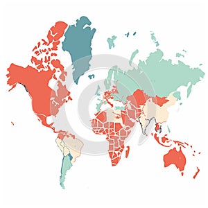 Colorful world map Vector illustrations