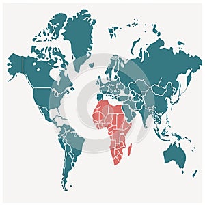 Colorful world map Vector illustrations