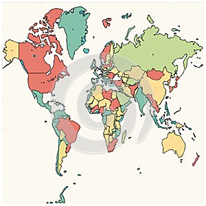 Colorful world map Vector illustrations