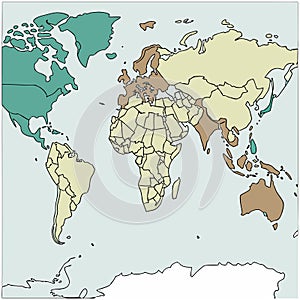 Colorful world map Vector illustrations