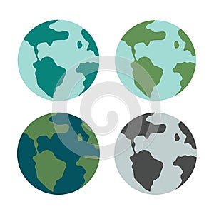 Set of vector earth globe in different colors.