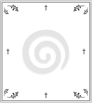 ternal Memory Funeral Invitation Card Featuring Subtle Religious Background, Graceful Frame Edges, Gentle Leaves
