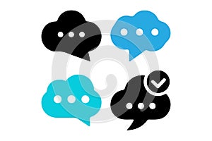 Four stylized speech bubble icons.