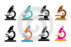 Microscope icon set simple design.