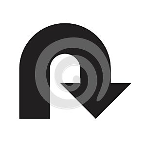 Black U turn sign vector