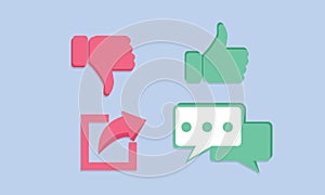 like comment share dislike subscribe icon button set.