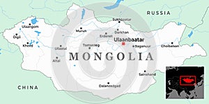 Mongolia Political Map â Cities & Borders