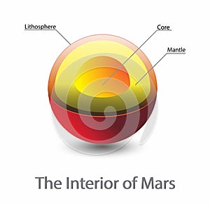 Structure core Mars, Structure layers of the Mars, The structure of the Mars's crust