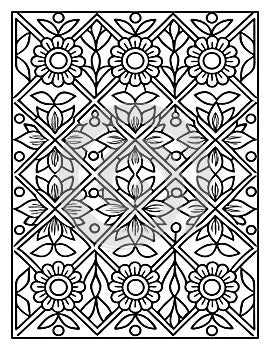 Zentangle Floral Mandala Pattern Coloring Page â Vector Line Art for Adults and Teens, Ideal for Relaxation, Mindfulness,