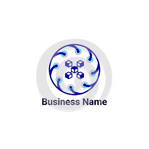 Blockchain technology logo design template.