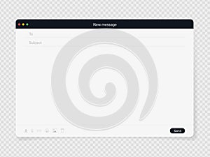email interface layout in browser window template