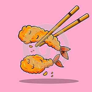 Tempura Shrimp Fries With Chopsticks