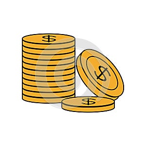 Stack of Dollar Coins Illustration