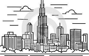 skyline of chicago with willis tower