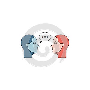 Communication and Dialogue Icon with Two Heads