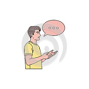 Young Man Speaking with Speech Bubble Illustration