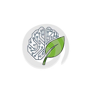 Green Tech Brain Logo Concept