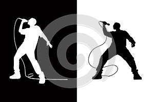 Singer Performing on Stage Silhouette Vector Art