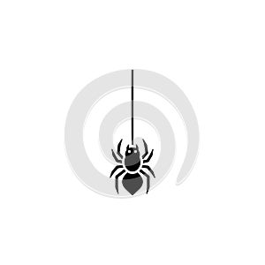 Black Spider Silhouette Hanging on a Thread Icon