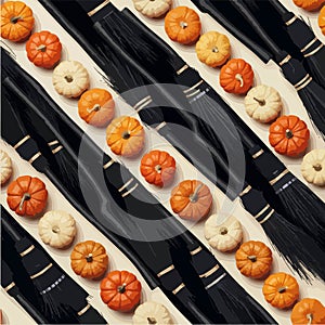 Halloween Pattern: Pumpkins and Broomsticks