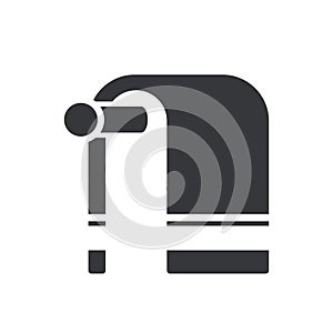 Isolated pictogram glyph of hanged towel, bathroom accessory