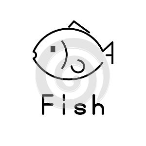 Cute Minimal Line Art fish Icon