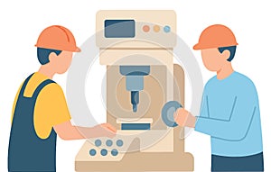 factory workers operating machine vector