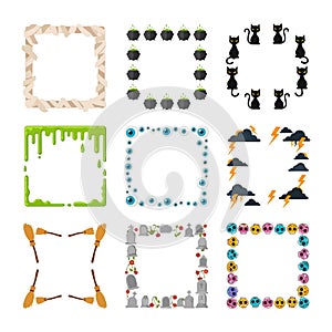Halloween Themed Decorative Borders and Frames Collection