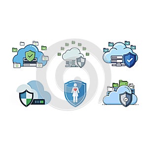 Cloud Security and Data Protection Icons Set