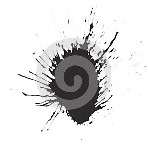 Black Ink Splatter on White Background