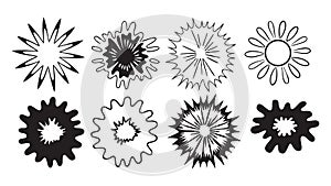 Hand-Drawn Starburst and Sunburst Doodle Set