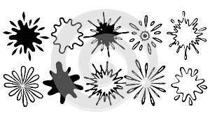 Hand-Drawn Splash and Burst Doodle Set