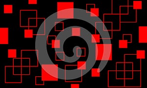 Abstract red square pattern on black background