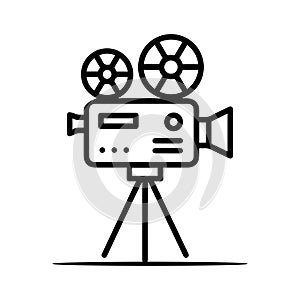 Vintage Movie Camera icon Silhouette