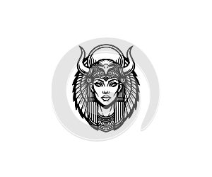 Cleopatra Head Mascot Logo Illustration