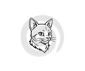 Cat Head Mascot Logo Illustration