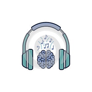 Music and Brain Concept Vector Icon