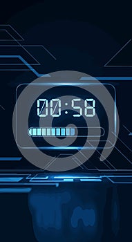 Futuristic Digital Countdown Timer and Progress Bar