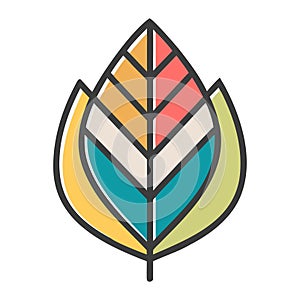 Minimal Geometric Leaf â Colorful Eco-Friendly Icon Vector Illustration