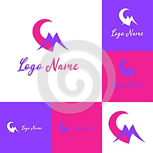 Modern Mountain and Crescent Logo Design