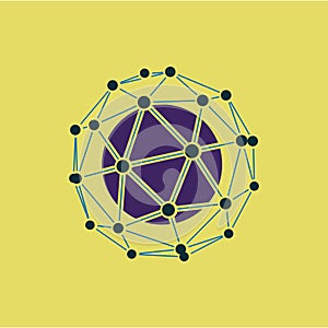 Geometric wire mesh sphere isolated on white background