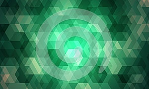 Abstract geometric triangular and hexagon pattern in light green glowing cube.