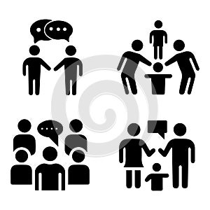 Flat Design Vector Graphics for Conversation, Collaboration, and Group Discussion.